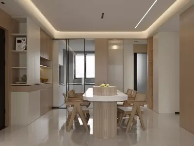 Modern living room dining room interior scenes 419 3D model