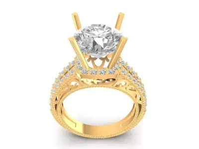 Classic Solitaire Engagement Diamond Ring for Women  1814 3D print model