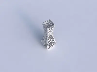 Vase larger opening rectangle with dense organic lattice 3D print model