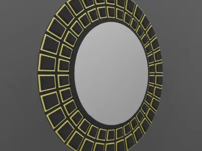 Mirror round gold Free 3D model