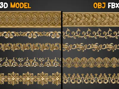 50 Ornaments Trim Brush   Vol 10 Low-poly 3D model