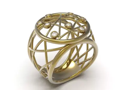 Golden Volume stl 3d jewelry Ring model jr00300 3D print model