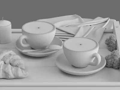Decor Coffee and croissant Set 31 3D model