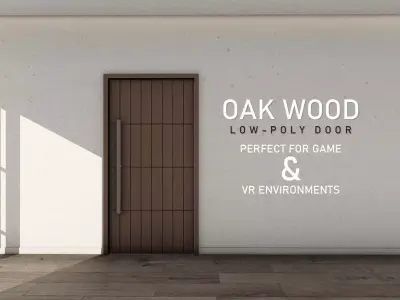 Oak wood door Low-Poly wooden Door  for luxury interiors Door 4 Low-poly 3D model