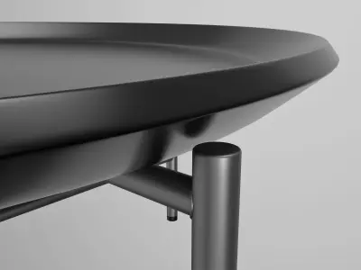 Round metal table 02 Low-poly 3D model