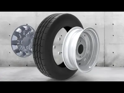Truck Wheel Size 175-70-R13 with Rim Cover 3D model