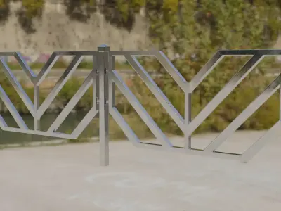  A set of Architectural Steel Fence and Lattice Low-poly 3D model