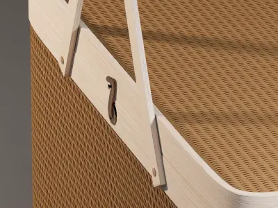 Woven Rattan Basket with Lid and Handles 3D model