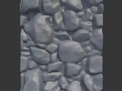 Battered Stone Wall High Poly 3D model