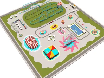 Amusement Park Equipment Full pack 3D model