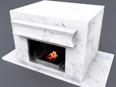 Marble fire place low poly 3d model  Low-poly 3D model