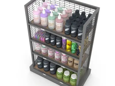 cosmetic product market stand 02 Low-poly 3D model