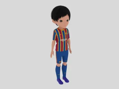Barcelona Soccer - Football  Player Low-poly 3D model