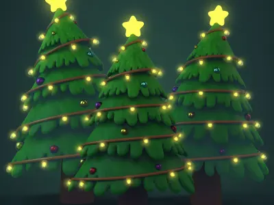 Cartoon Christmas Tree Low-poly 3D model