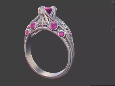 MULTI GEMSTONE FLORAL ENGAGEMENT RING 3D print model