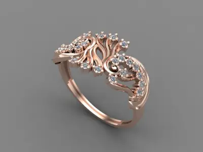 Women Ring Diamond Stone STL 3DM Lightweight Printable 3D print model 70