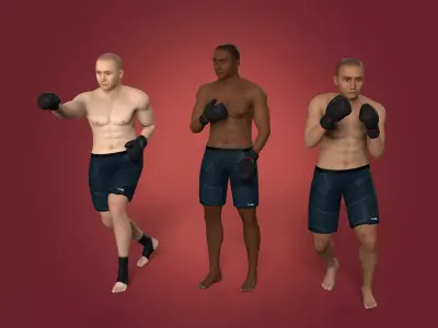Athlete - Kickboxer Character - Fighter - Wrestler Low-poly 3D model