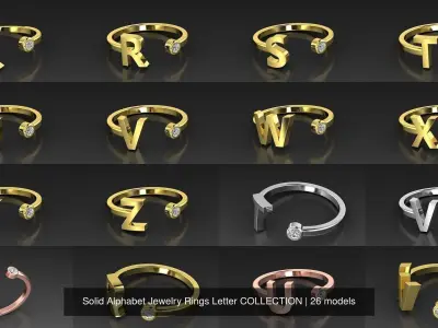 Alphabet Jewelry Solid COLLECTION 3D Model Pack
