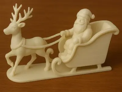 Christmas Sleigh with Santa 3D Printing Model 3D print model