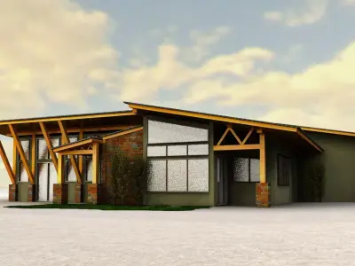 HOUSE modern home with wooden roof 3D model