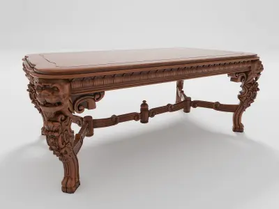 table and chair w lion 3D model