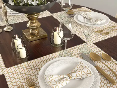 Table Chairs Tableware 3D model