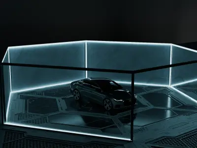 Sci-Fi Garage with Sports Car 3D model