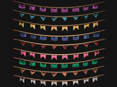 Medieval Flags Pack Low-poly 3D model