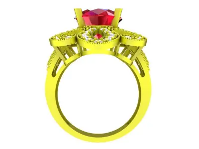 A7602 Luxury Asian Style Diamond Women Ring 3D print model