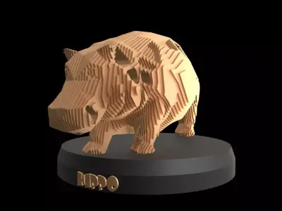 Parametric V Hippo Low-poly 3D model
