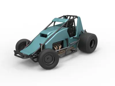 Sprint car while turning Scale 1 to 25 3D print model