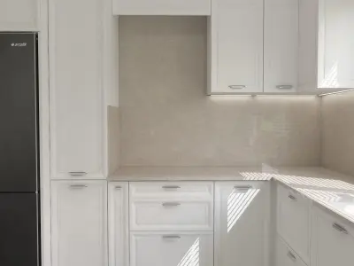 Kitchen with cabinets and appliances 3D model