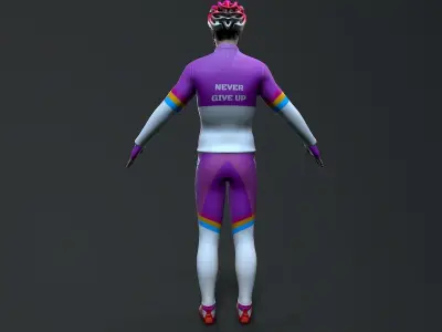 Cyclist Women Low-poly 3D model