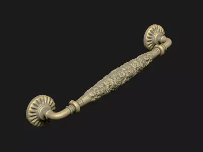 classic pull handle decor floral art laser texture royal 3D print model