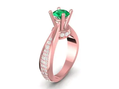 Diamond Solitaire Engagement Ring for Women 2351 3D print model