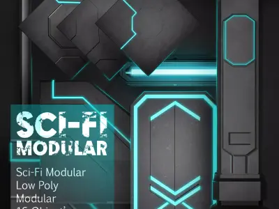 Sci-Fi Modular Environment Pack  Low-poly 3D model