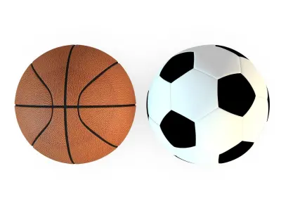 Soccer and Basketballs Low-poly 3D model