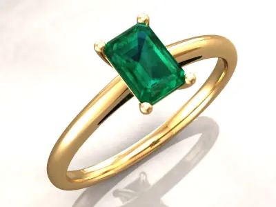 Emerald Cut Engagement Ring 6x4 3D print model