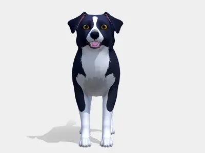 Cartoon Dog - Border Collie Low-poly 3D model