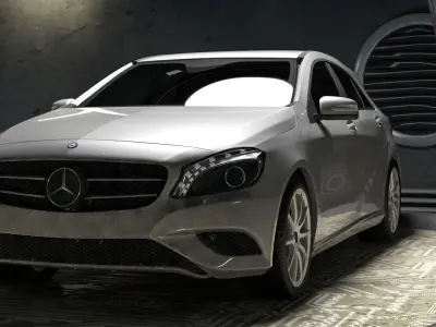 Mercedes A class w176 and garage 3D model