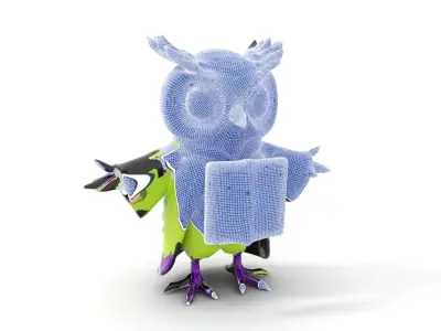 Chibi Character with Purple Hair and Outfit  Rigged and Animated Low-poly 3D model