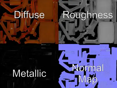 Industrial Rusty Metal Shelf Model Pack Low-poly 3D model