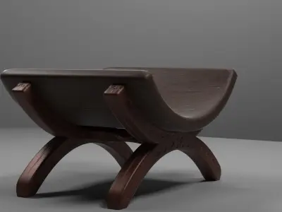 wooden chair Low-poly 3D model