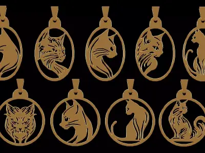 Cat necklace Low-poly 3D model