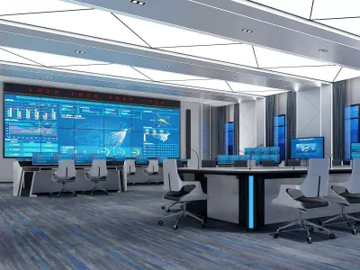 Command room monitoring center 3D model