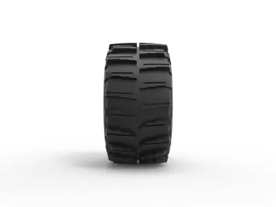 Dirt dragster rear tire 10 Scale 1 to 25 3D print model