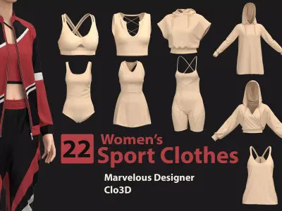 22 Womens Sport Clothes 3D model