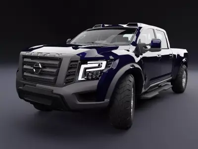 Nissan 4x4 Car Metallic Blue Dark Low-poly 3D model
