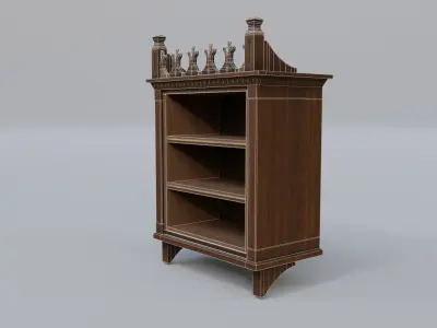Cabinet wooden bookcase Low-poly 3D model