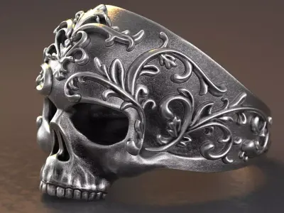 Baroque Skull Ring 3D print model
